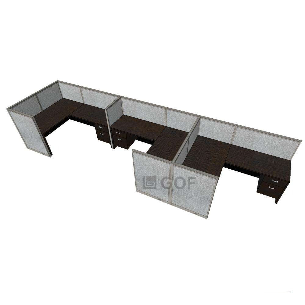 GOF 3 Person Separate Workstation Cubicle (C-6'D x 18'W x 4'H -W) / Office Partition, Room Divider - Kainosbuy.com