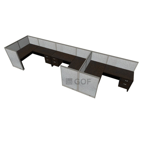 GOF 3 Person Workstation Cubicle (6'D  x 21'W x 4'H) / Office Partition, Room Divider - Kainosbuy.com