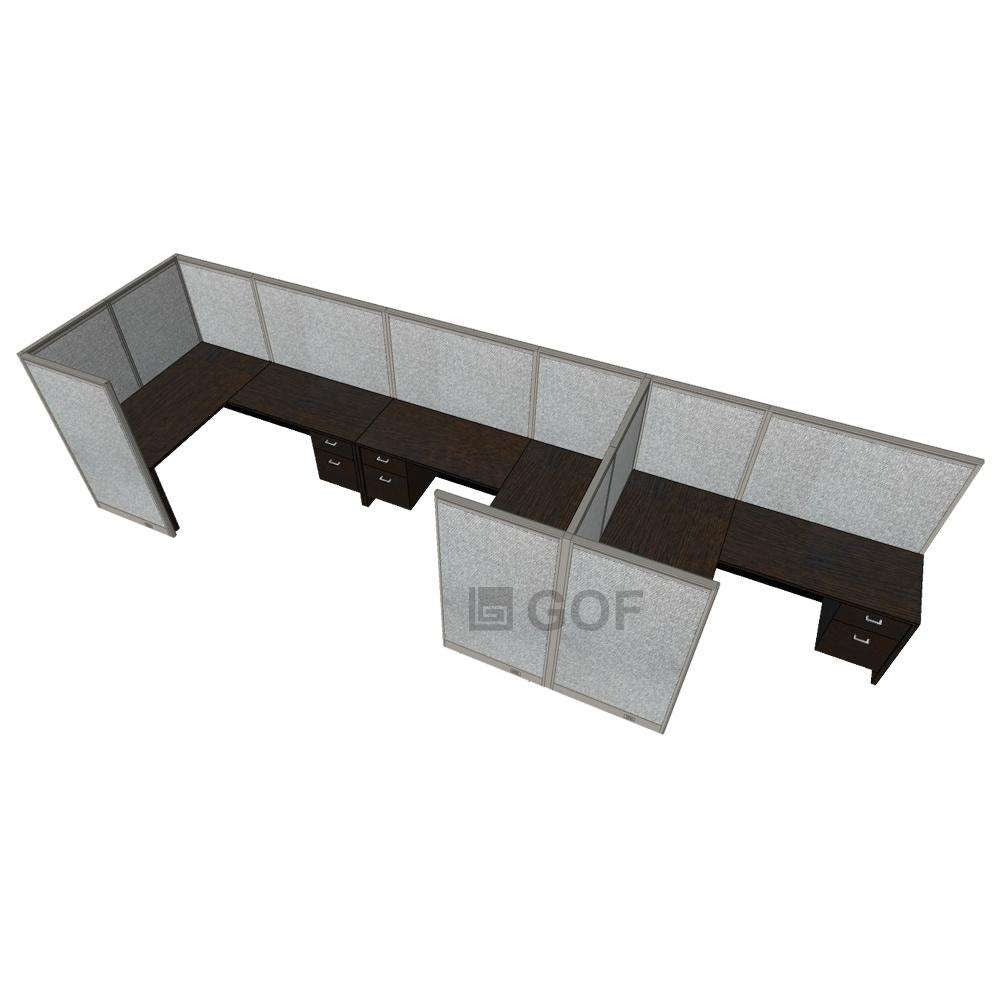 GOF 3 Person Workstation Cubicle (5.5'D  x 18'W x 5'H) / Office Partition, Room Divider - Kainosbuy.com