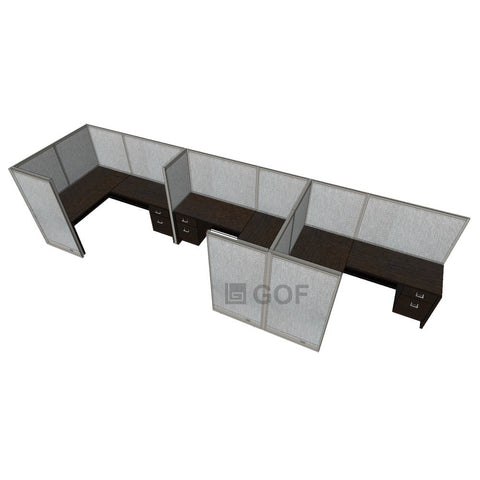 GOF 3 Person Separate Workstation Cubicle (5'D x 19.5'W x 5'H -W) / Office Partition, Room Divider - Kainosbuy.com