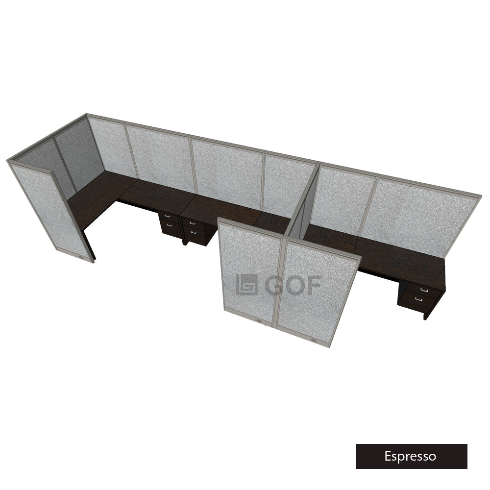 GOF 3 Person Workstation Cubicle (5'D  x 19.5'W x 6'H) / Office Partition, Room Divider - Kainosbuy.com