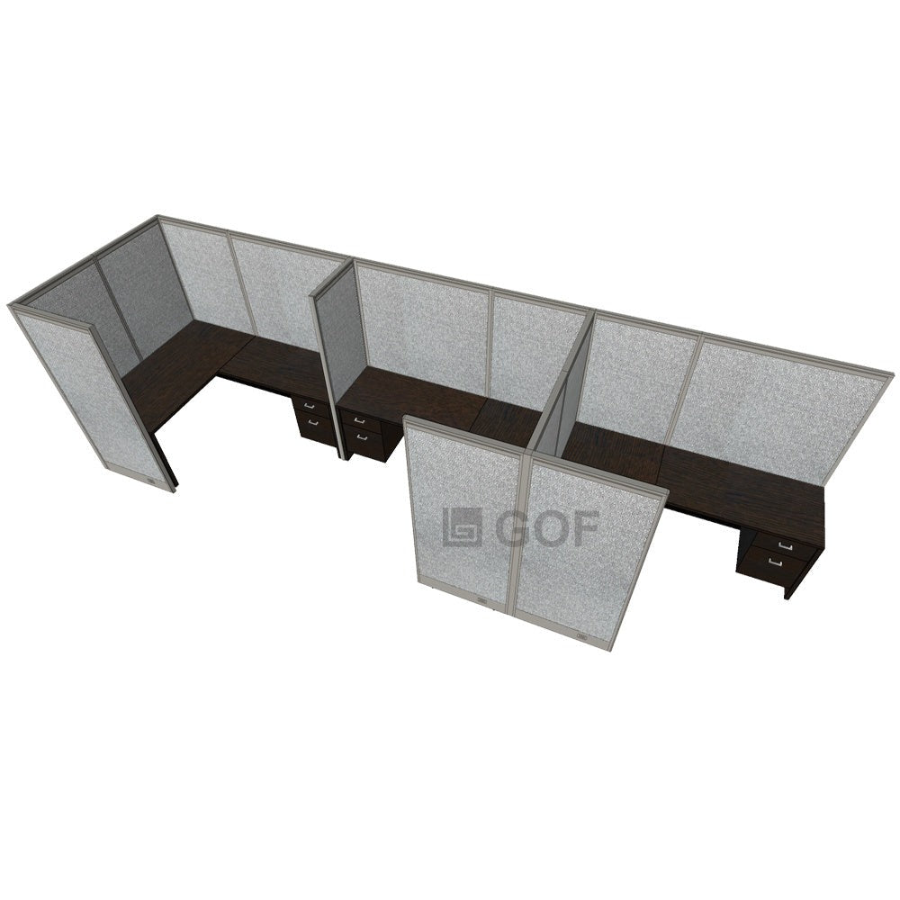 GOF 3 Person Separate Workstation Cubicle (6'D x 21'W x 6'H -W) / Office Partition, Room Divider - Kainosbuy.com