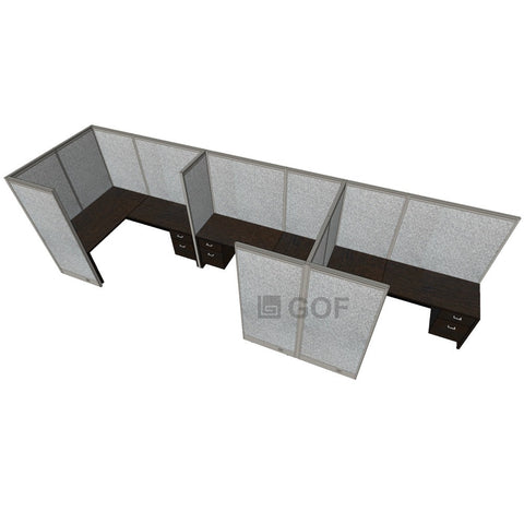 GOF 3 Person Separate Workstation Cubicle (5'D x 19.5'W x 6'H -W) / Office Partition, Room Divider - Kainosbuy.com