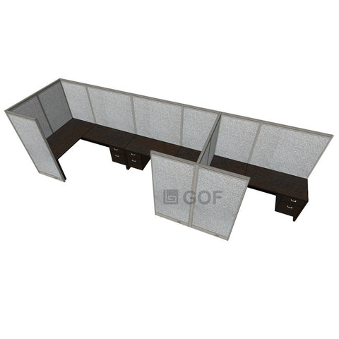 GOF 3 Person Workstation Cubicle (5'D x18'W x 6'H) / Office Partition, Room Divider - Kainosbuy.com