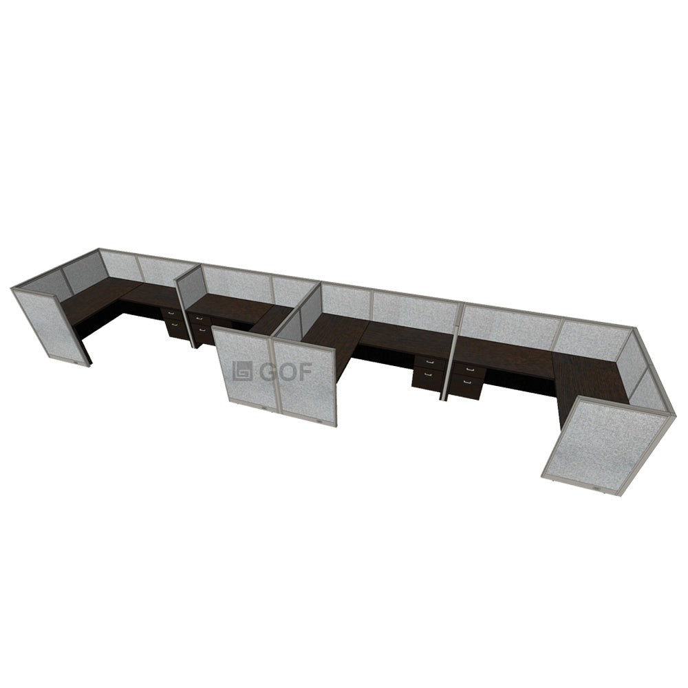 GOF 4 Person Separate Workstation Cubicle (C-6'D x 24'W x 4'H -W) / Office Partition, Room Divider - Kainosbuy.com