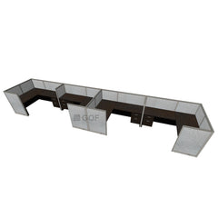 GOF 4 Person Separate Workstation Cubicle (5'D x 24'W x 4'H -W) / Office Partition, Room Divider - Kainosbuy.com