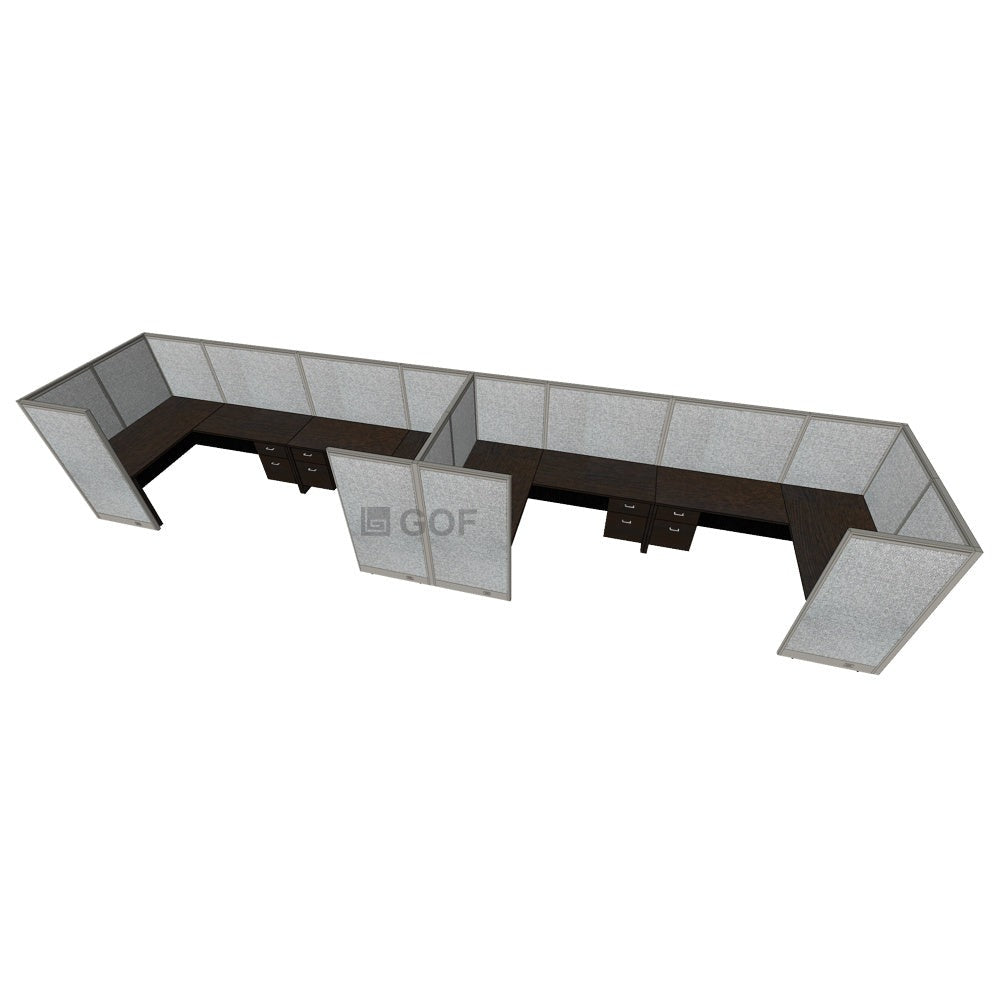 GOF 4 Person Workstation Cubicle (5.5'D  x 26'W x 5'H) / Office Partition, Room Divider - Kainosbuy.com