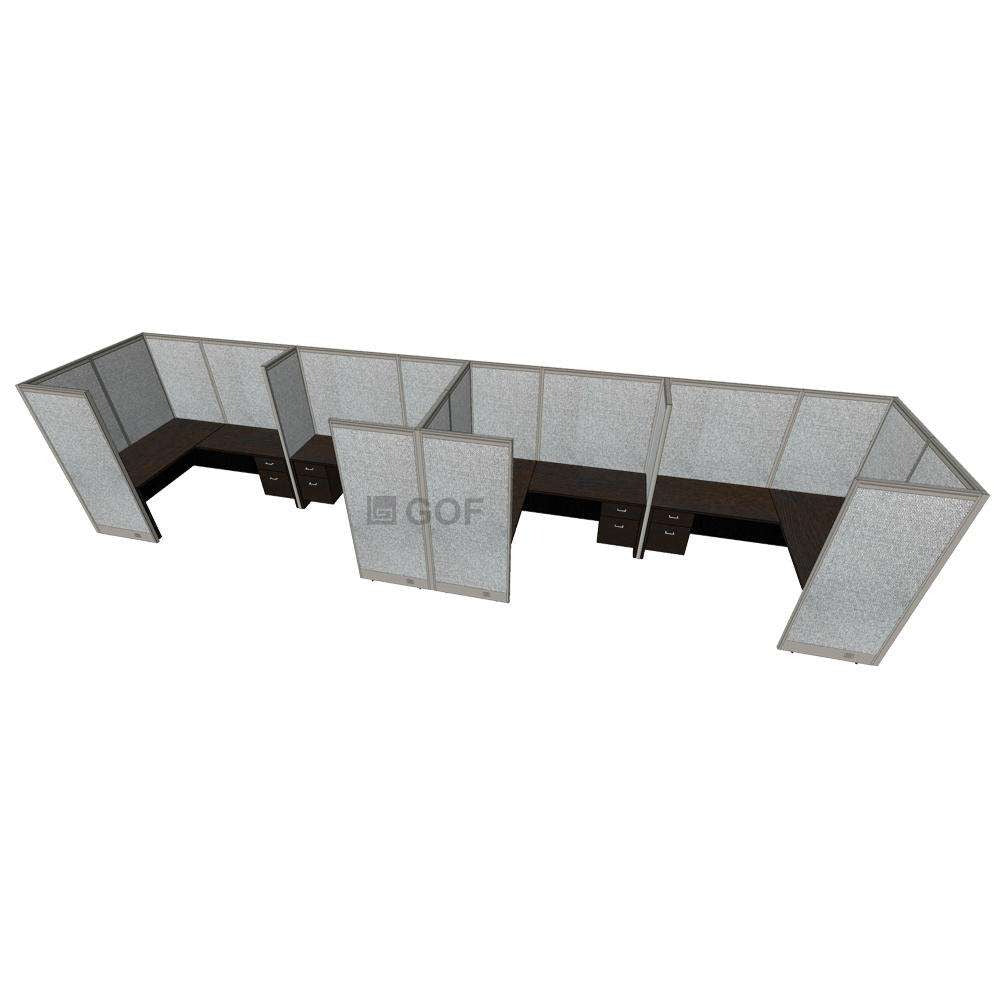 GOF 4 Person Separate Workstation Cubicle (C-6'D x 24'W x 6'H -W) / Office Partition, Room Divider - Kainosbuy.com