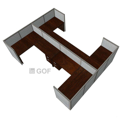 GOF Double 4 Person Workstation Cubicle (12'D x 12'W x 4'H) / Office Partition, Room Divider - Kainosbuy.com