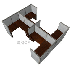 GOF Double 4 Person Separate Workstation Cubicle (12'D x 12'W x 5'H-W) / Office Partition, Room Divider - Kainosbuy.com