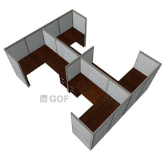 GOF Double 4 Person Separate Workstation Cubicle (12'D x 14'W x 5'H-W) / Office Partition, Room Divider - Kainosbuy.com