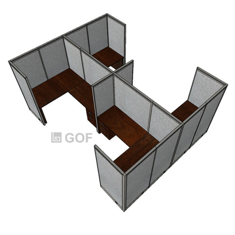 GOF Double 4 Person Separate Workstation Cubicle (10'D x 13'W x 6'H-W) / Office Partition, Room Divider - Kainosbuy.com