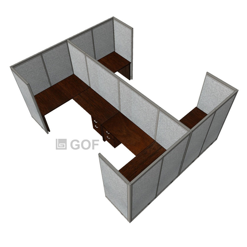 GOF Double 4 Person Workstation Cubicle (C-12'D x 12'W x 6'H) / Office Partition, Room Divider - Kainosbuy.com