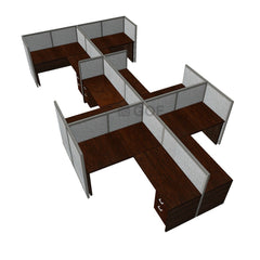 GOF Double 6 Person Separate Workstation Cubicle (12'D x 18'W x 4'H-W) / Office Partition, Room Divider - Kainosbuy.com