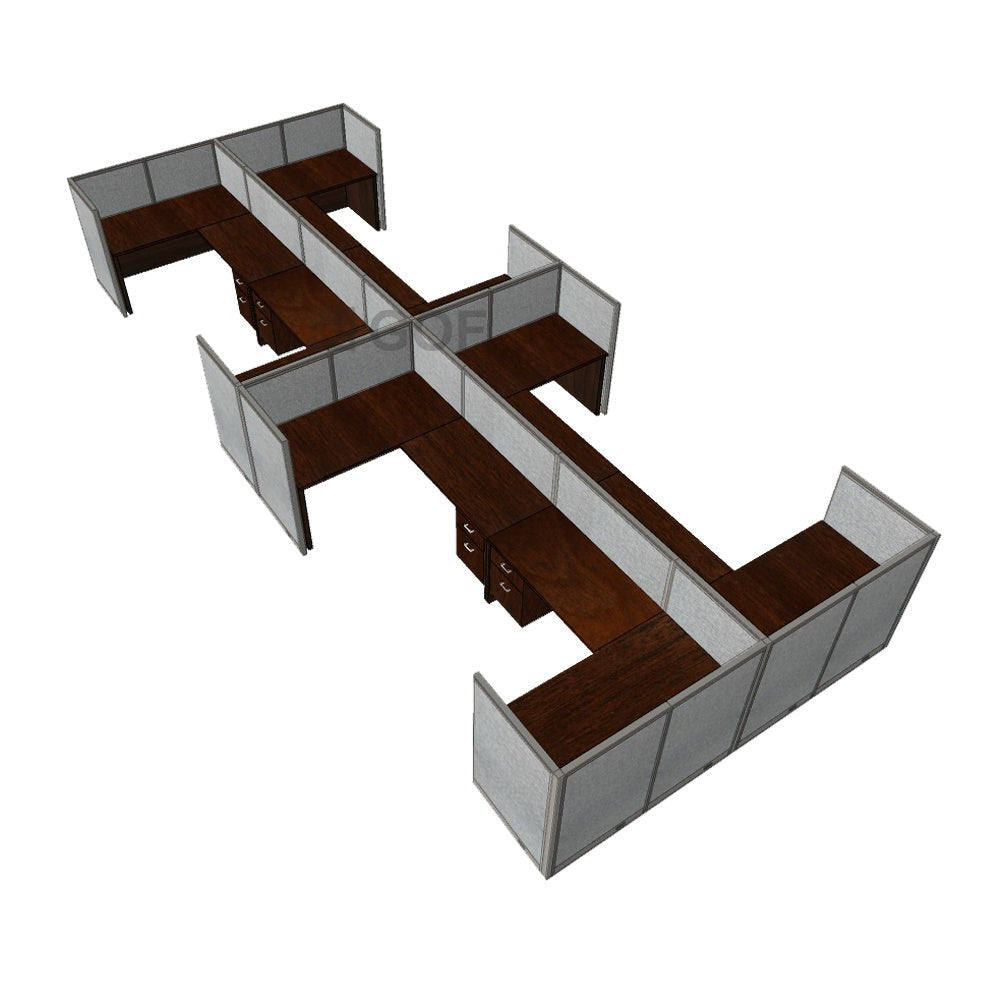 GOF Double 8 Person Workstation Cubicle (12'D x 24'W x 4'H) / Office Partition, Room Divider - Kainosbuy.com