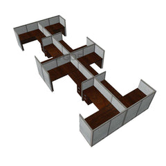 GOF Double 8 Person Separate Workstation Cubicle (10'D  x 26'W x 4'H -W) / Office Partition, Room Divider - Kainosbuy.com
