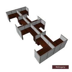 GOF Double 8 Person Separate Workstation Cubicle (C-12'D  x 24'W x 4'H -W) / Office Partition, Room Divider - Kainosbuy.com