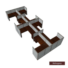 GOF Double 8 Person Separate Workstation Cubicle (10'D  x 24'W x 4'H -W) / Office Partition, Room Divider - Kainosbuy.com