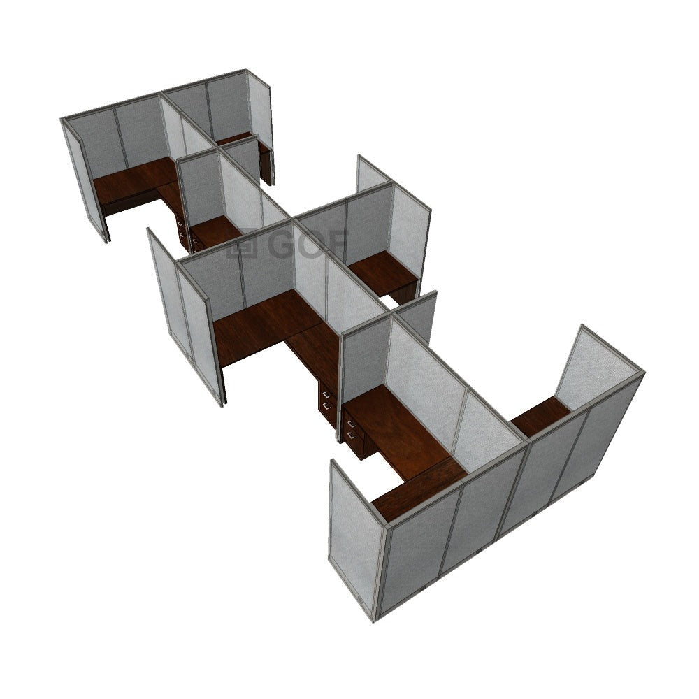 GOF Double 8 Person Separate Workstation Cubicle (11'D  x 26'W x 6'H -W) / Office Partition, Room Divider - Kainosbuy.com