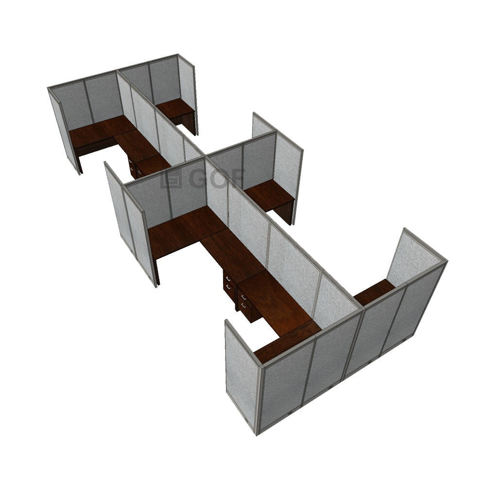GOF Double 8 Person Workstation Cubicle (C-12'D x 24'W x 6'H) / Office Partition, Room Divider - Kainosbuy.com