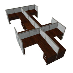 GOF Double 6 Person Workstation Cubicle (10'D x 18'W x 4'H) / Office Partition, Room Divider - Kainosbuy.com