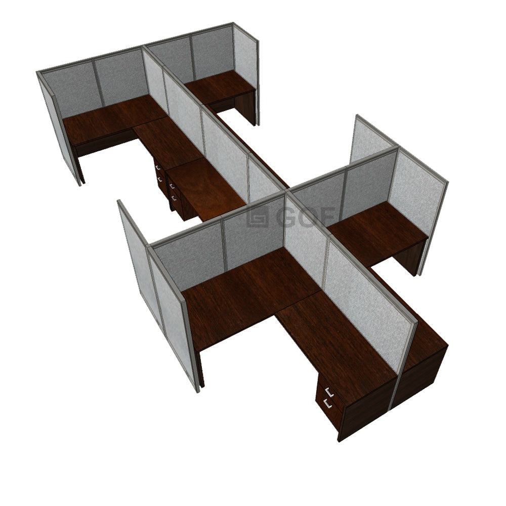 GOF Double 6 Person Workstation Cubicle (10'D x 19.5'W x 5'H) / Office Partition, Room Divider - Kainosbuy.com