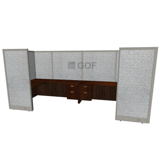 GOF 2 Person Separate Workstation Cubicle (6'D  x 14'W x 6'H -W) / Office Partition, Room Divider - Kainosbuy.com