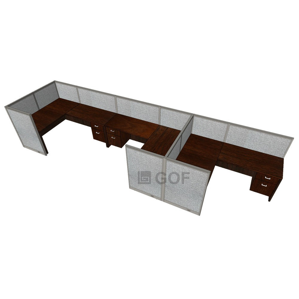GOF 3 Person Workstation Cubicle (6'D  x 21'W x 4'H) / Office Partition, Room Divider - Kainosbuy.com