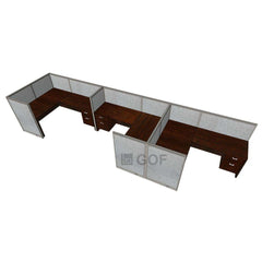 GOF 3 Person Separate Workstation Cubicle (C-6'D x 18'W x 4'H -W) / Office Partition, Room Divider - Kainosbuy.com