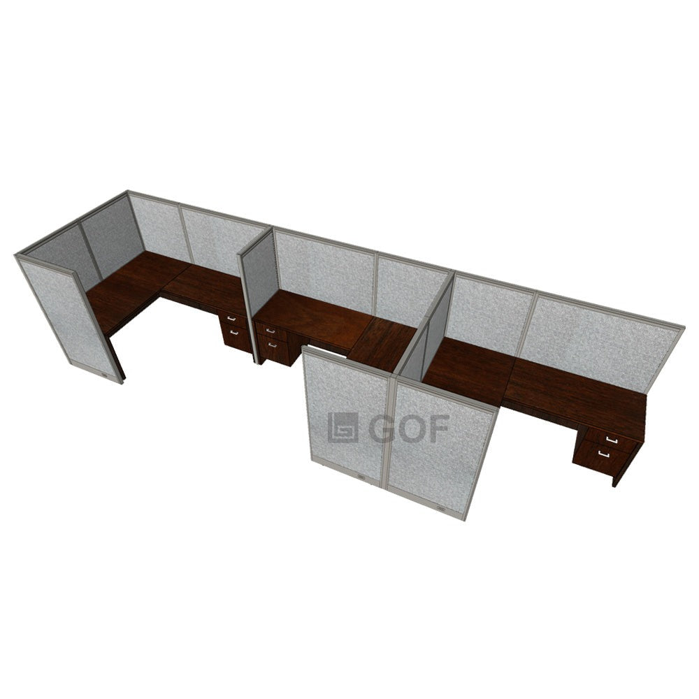 GOF 3 Person Separate Workstation Cubicle (6'D x 21'W x 5'H -W) / Office Partition, Room Divider - Kainosbuy.com