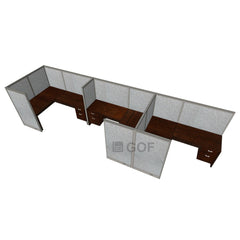GOF 3 Person Separate Workstation Cubicle (C-6'D x 18'W x 5'H -W) / Office Partition, Room Divider - Kainosbuy.com