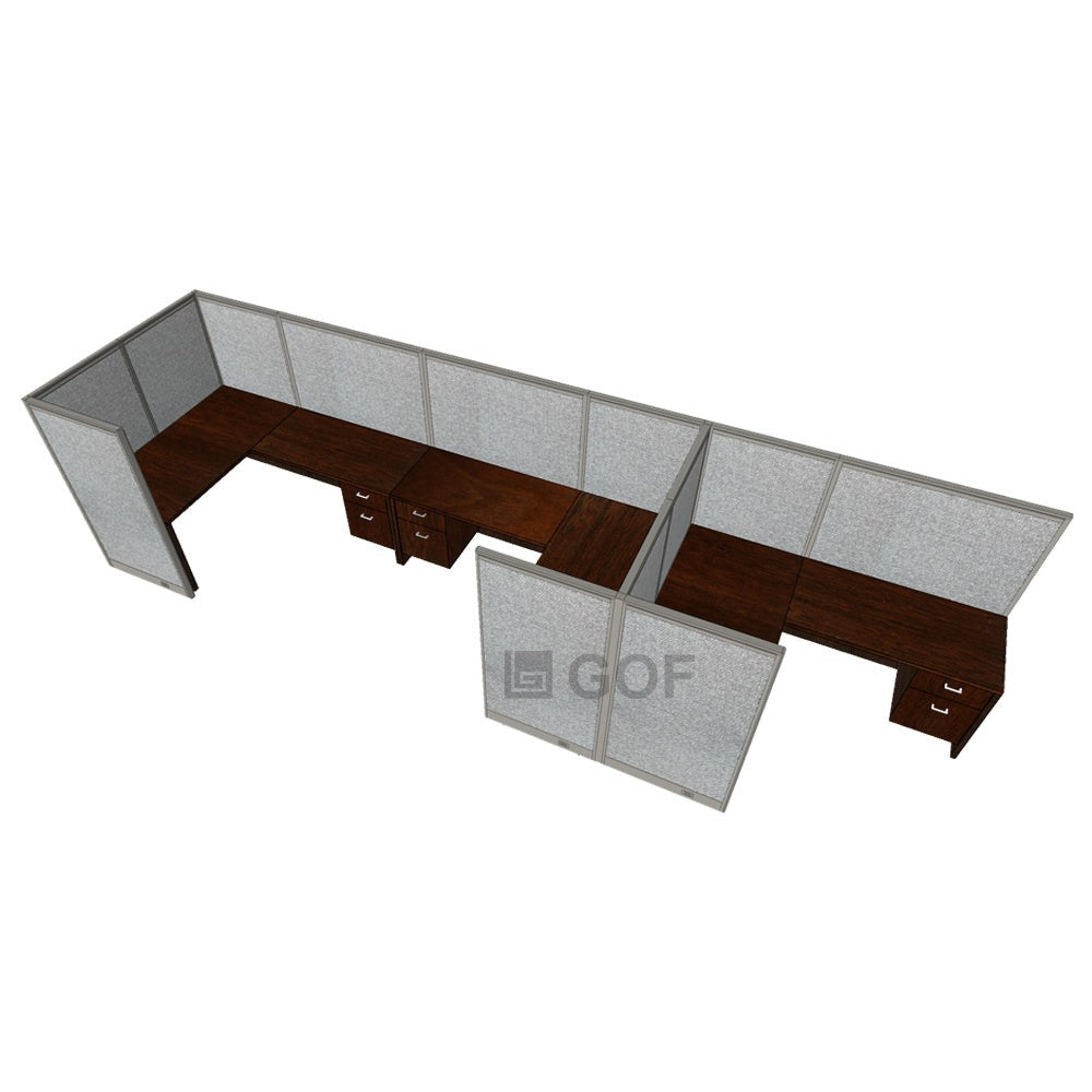 GOF 3 Person Workstation Cubicle (5'D  x 19.5'W x 5'H) / Office Partition, Room Divider - Kainosbuy.com