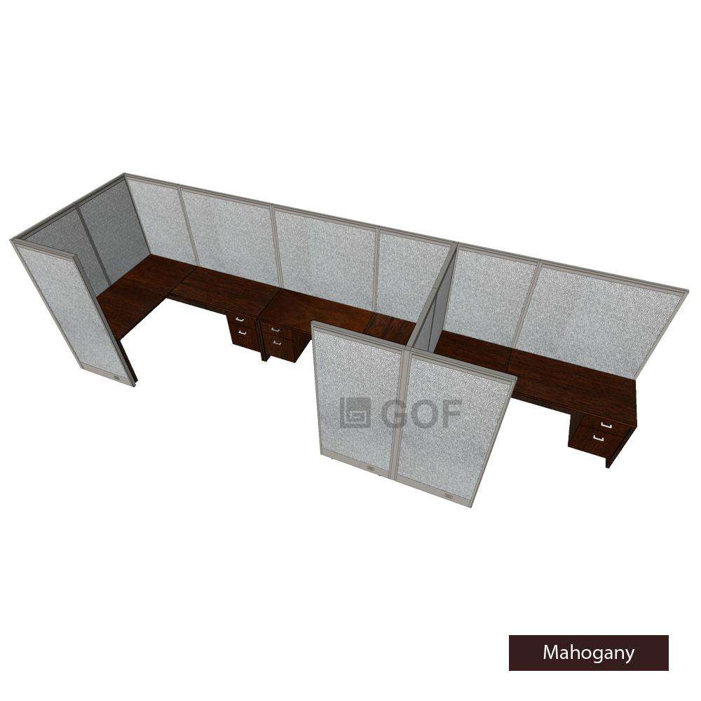 GOF 3 Person Workstation Cubicle (5'D  x 19.5'W x 6'H) / Office Partition, Room Divider - Kainosbuy.com