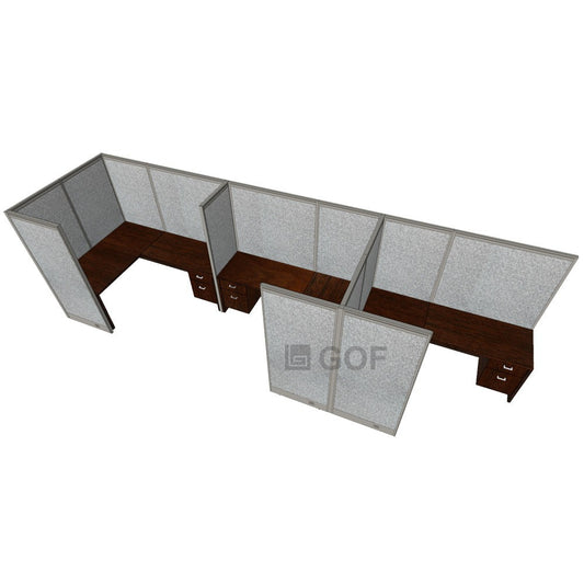 GOF 3 Person Separate Workstation Cubicle (5'D x 18'W x 6'H -W) / Office Partition, Room Divider - Kainosbuy.com