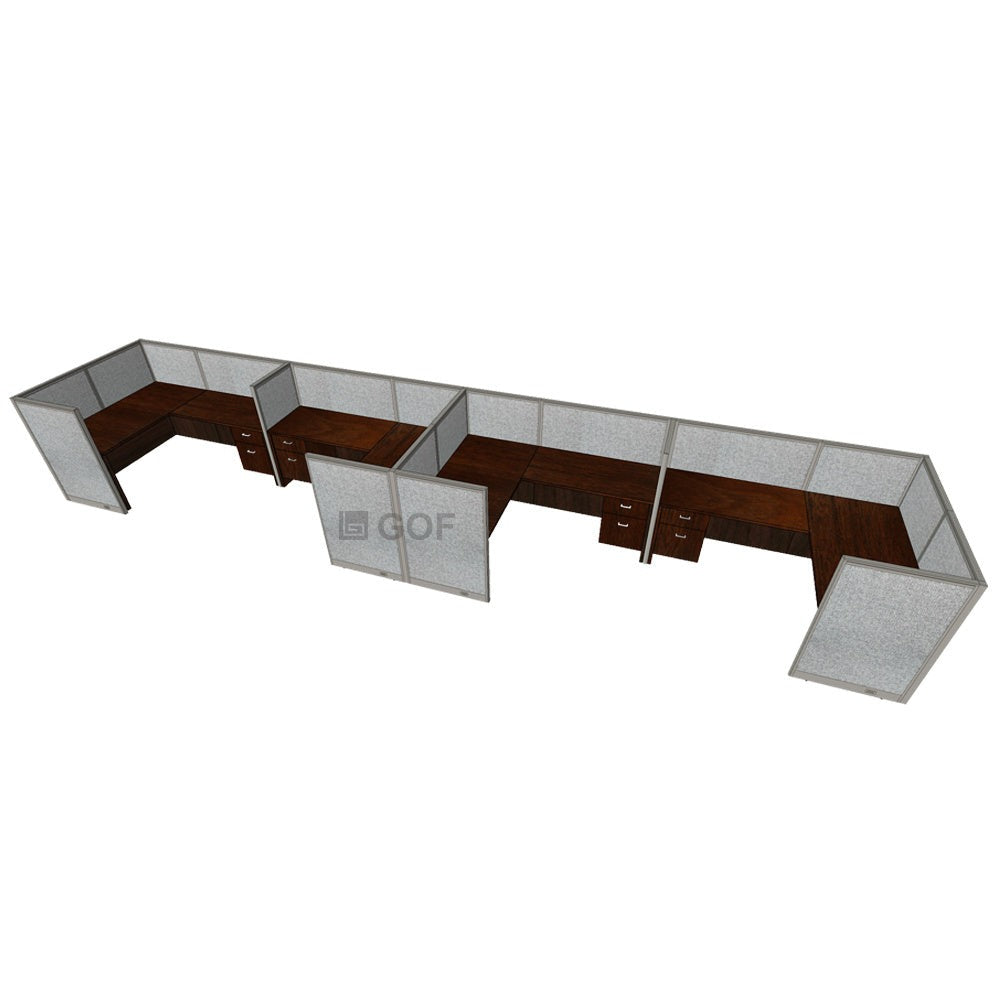 GOF 4 Person Separate Workstation Cubicle (6'D x 28'W x 4'H -W) / Office Partition, Room Divider - Kainosbuy.com