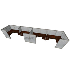 GOF 4 Person Separate Workstation Cubicle (6'D x 24'W x 5'H -W) / Office Partition, Room Divider - Kainosbuy.com