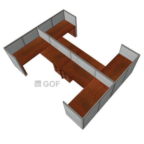 GOF Double 4 Person Workstation Cubicle (10'D x 13'W x 4'H) / Office Partition, Room Divider - Kainosbuy.com