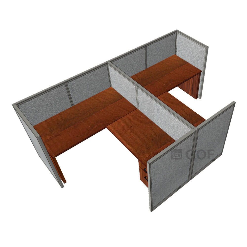 GOF Double 2 Person Workstation Cubicle (12'D x 7'W x 4'H) / Office Partition, Room Divider - Kainosbuy.com