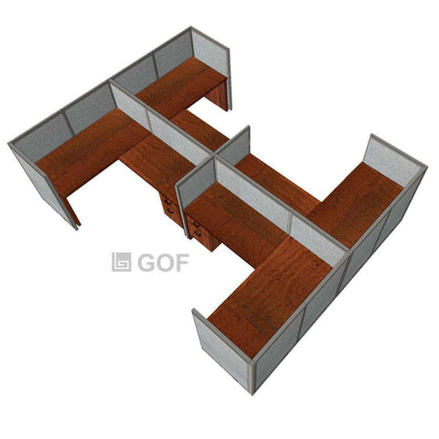 GOF Double 4 Person Separate Workstation Cubicle (12'D x 14'W x 4'H-W) / Office Partition, Room Divider - Kainosbuy.com