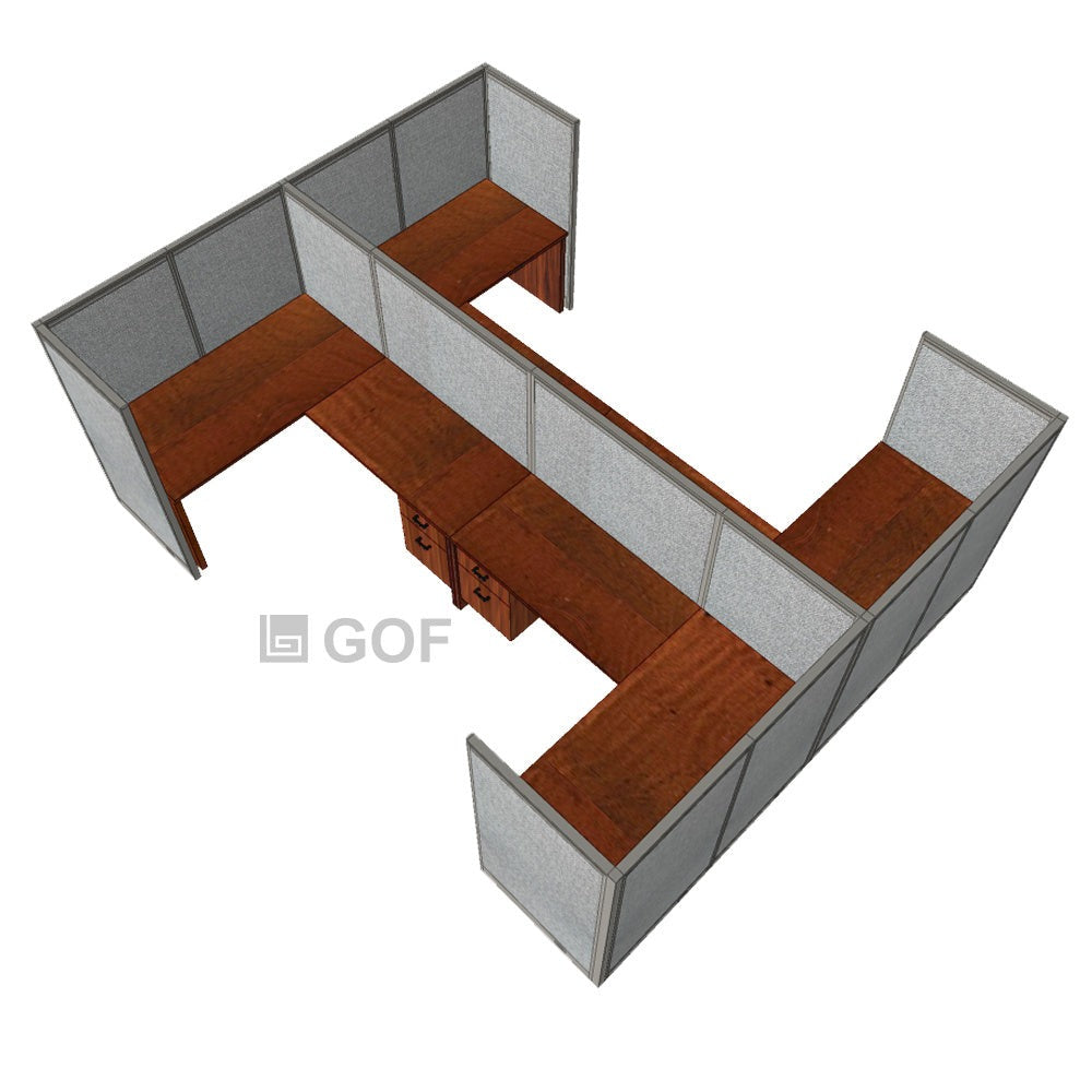 GOF Double 4 Person Workstation Cubicle (10'D x 13'W x 5'H) / Office Partition, Room Divider - Kainosbuy.com