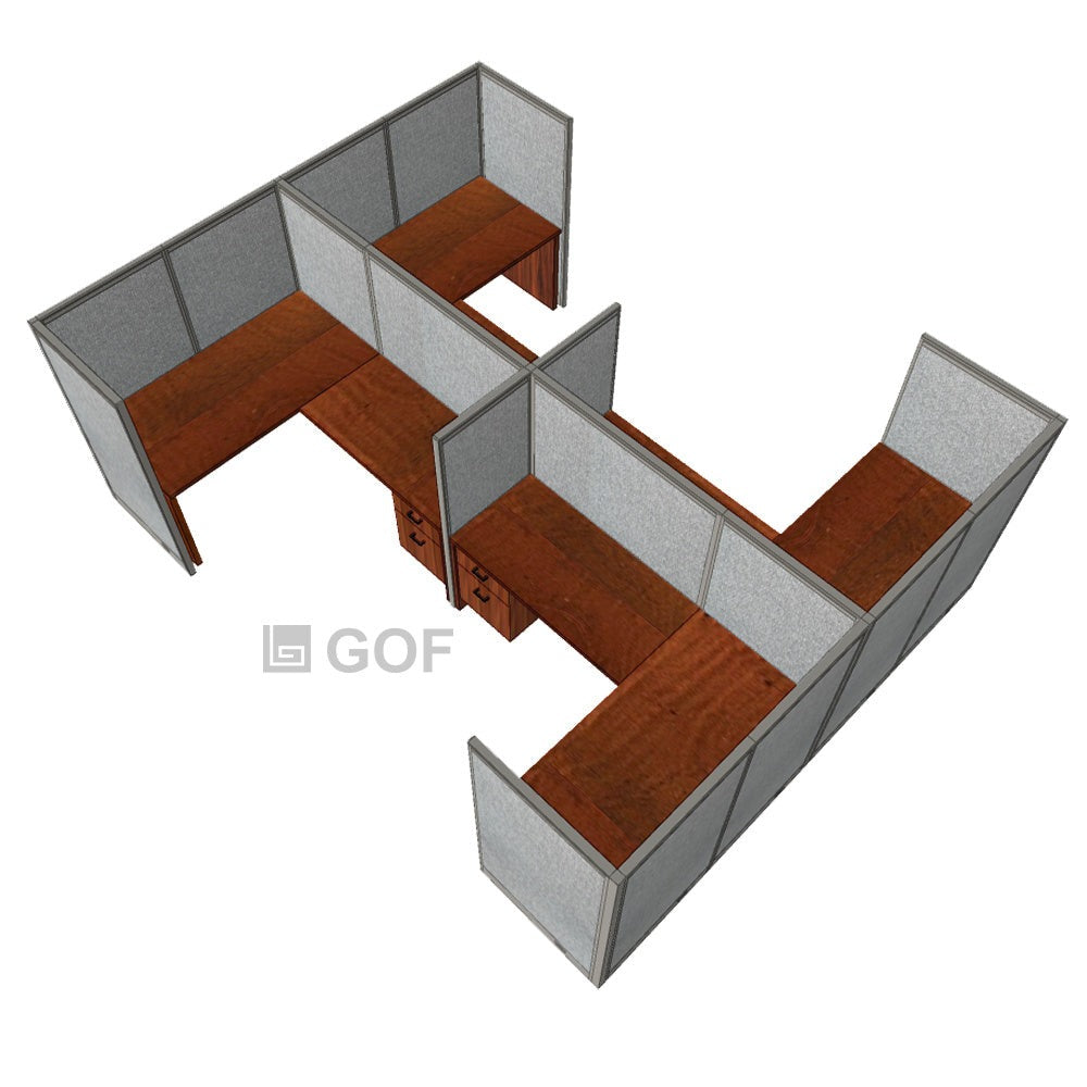 GOF Double 4 Person Separate Workstation Cubicle (C-12'D x 12'W x 5'H-W) / Office Partition, Room Divider - Kainosbuy.com