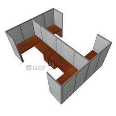 GOF Double 4 Person Workstation Cubicle (12'D x 14'W x 6'H) / Office Partition, Room Divider - Kainosbuy.com