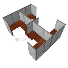 GOF Double 4 Person Separate Workstation Cubicle (11'D x 13'W x 6'H-W) / Office Partition, Room Divider - Kainosbuy.com