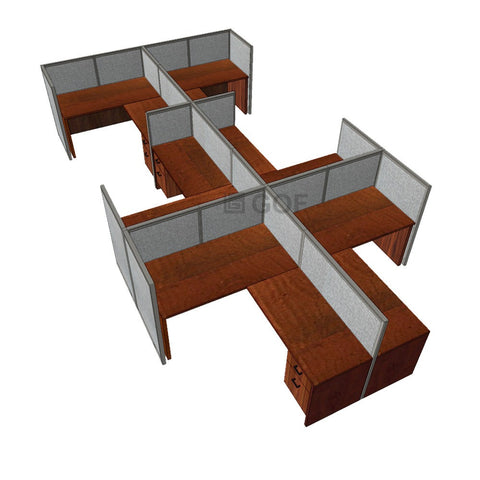 GOF Double 6 Person Separate Workstation Cubicle (10'D x 19.5'W x 4'H-W) / Office Partition, Room Divider - Kainosbuy.com