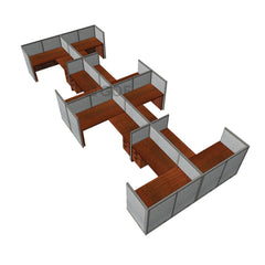 GOF Double 8 Person Separate Workstation Cubicle (11'D  x 26'W x 4'H -W) / Office Partition, Room Divider - Kainosbuy.com