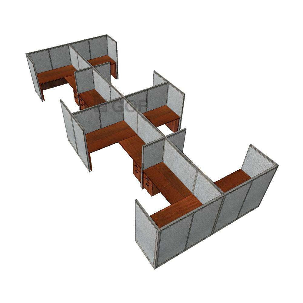 GOF Double 8 Person Separate Workstation Cubicle (10'D  X 24'W x 5'H -W) / Office Partition, Room Divider - Kainosbuy.com