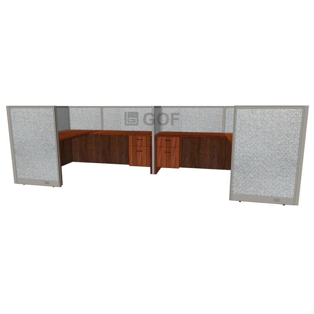 GOF 2 Person Separate Workstation Cubicle (5.5'D  x 12'W x 4'H-W) / Office Partition, Room Divider - Kainosbuy.com