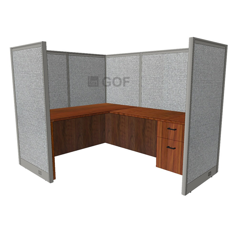 GOF 1 Person Workstation Cubicle (5'D x 6.5'W x 5'H) / Office Partition, Room Divider - Kainosbuy.com
