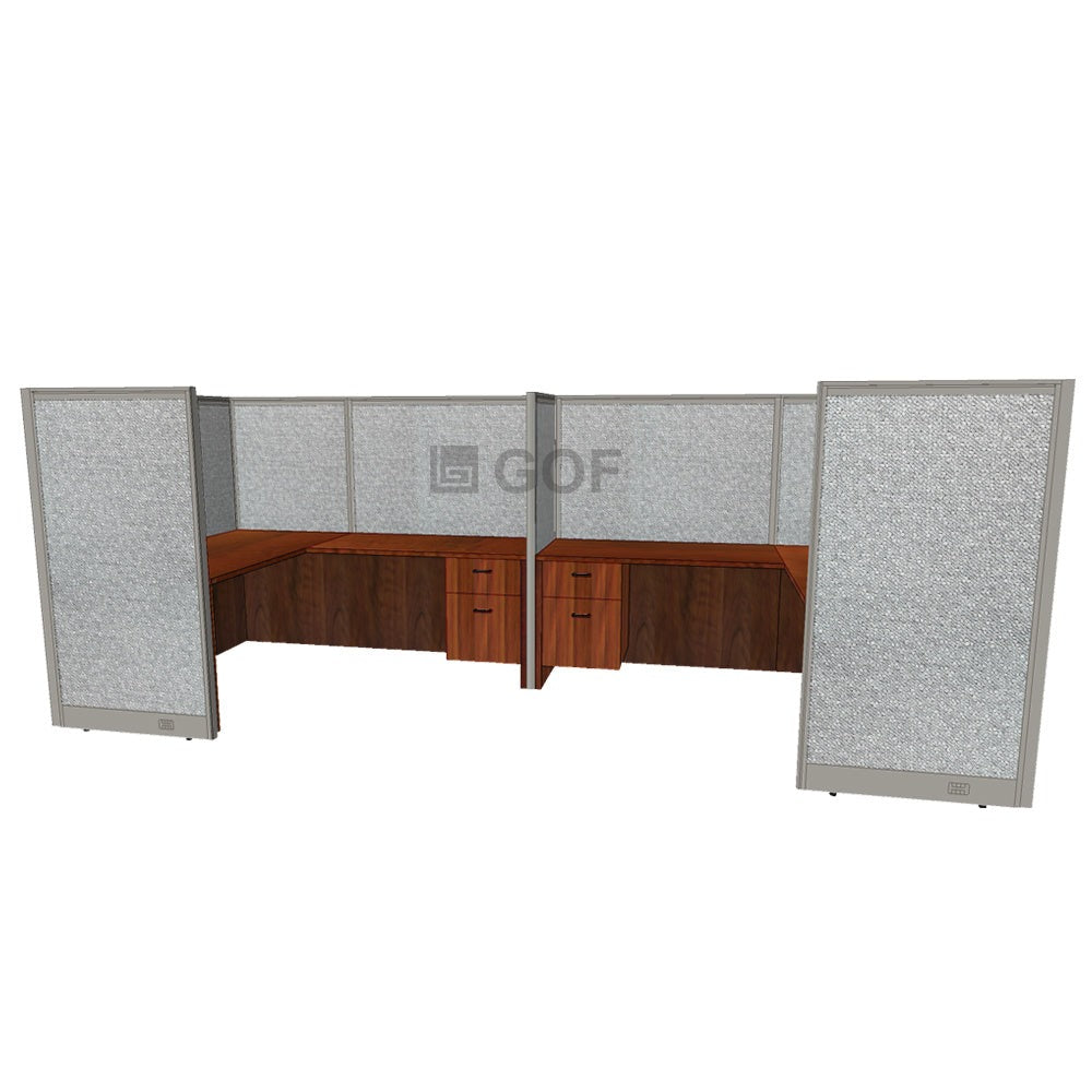 GOF 2 Person Separate Workstation Cubicle (6'D  x 12'W x 5'H -W) / Office Partition, Room Divider - Kainosbuy.com