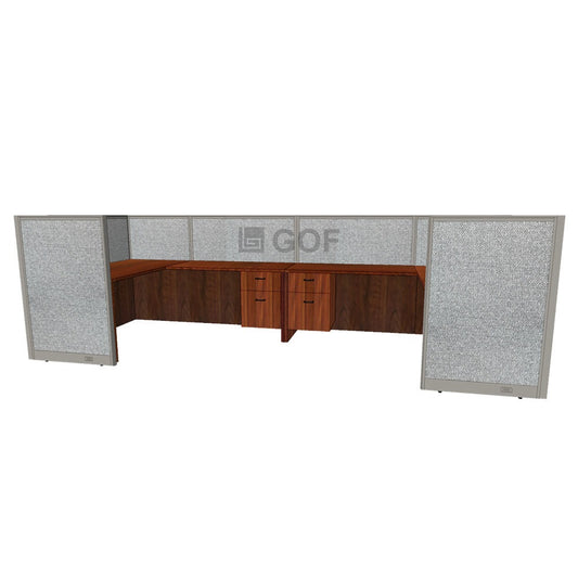 GOF 2 Person Workstation Cubicle (5.5'D x 12'W x 4'H) / Office Partition, Room Divider - Kainosbuy.com